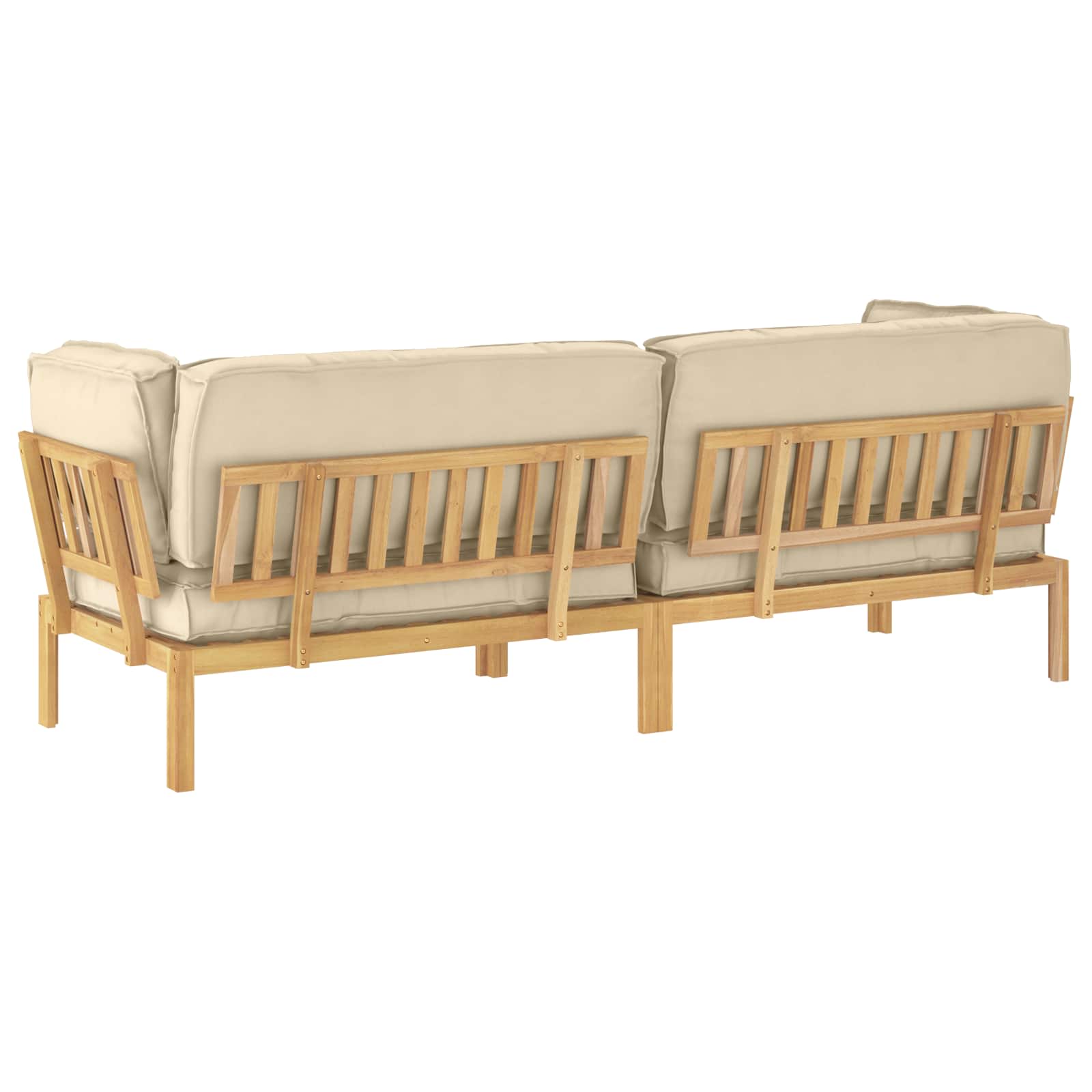 Bankstel met kussen Effen 2 pcs Beige Massief Acaciahout image 10