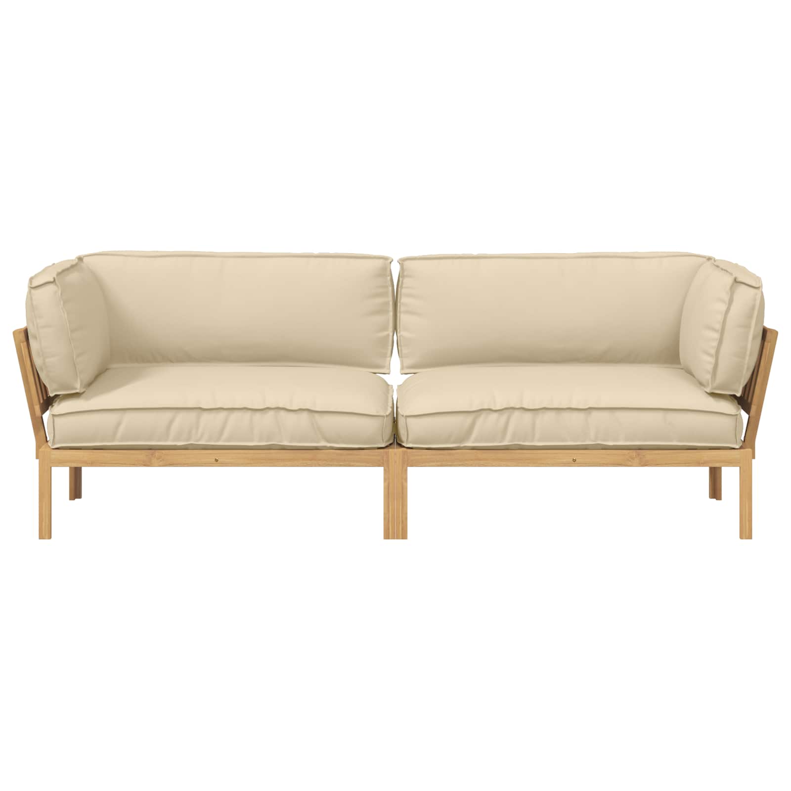 Bankstel met kussen Effen 2 pcs Beige Massief Acaciahout image 8