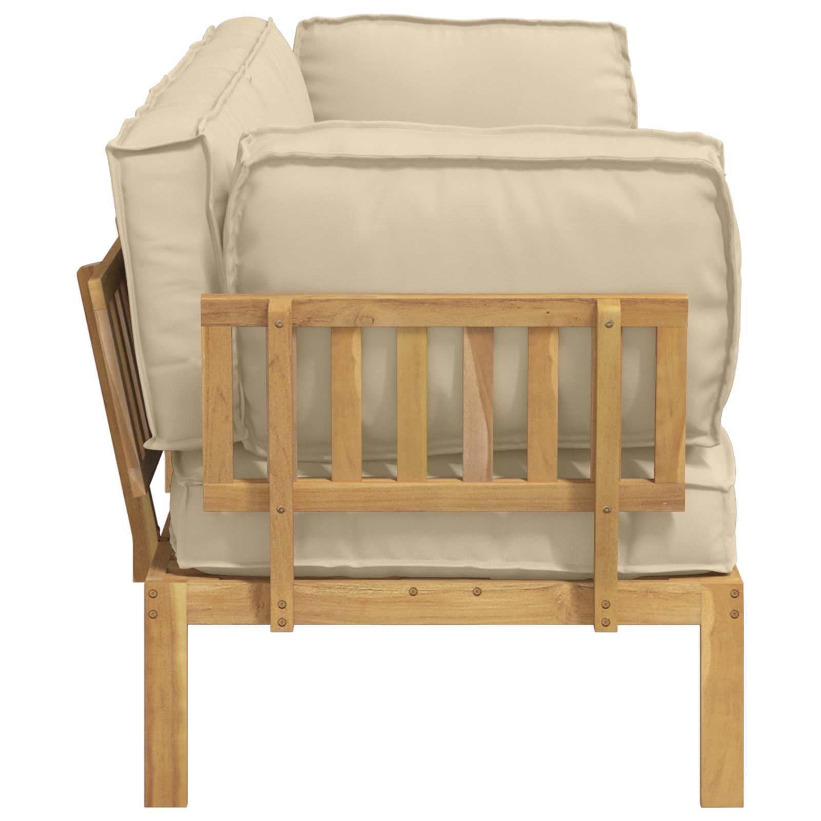 Bankstel met kussen Effen 2 pcs Beige Massief Acaciahout image 9