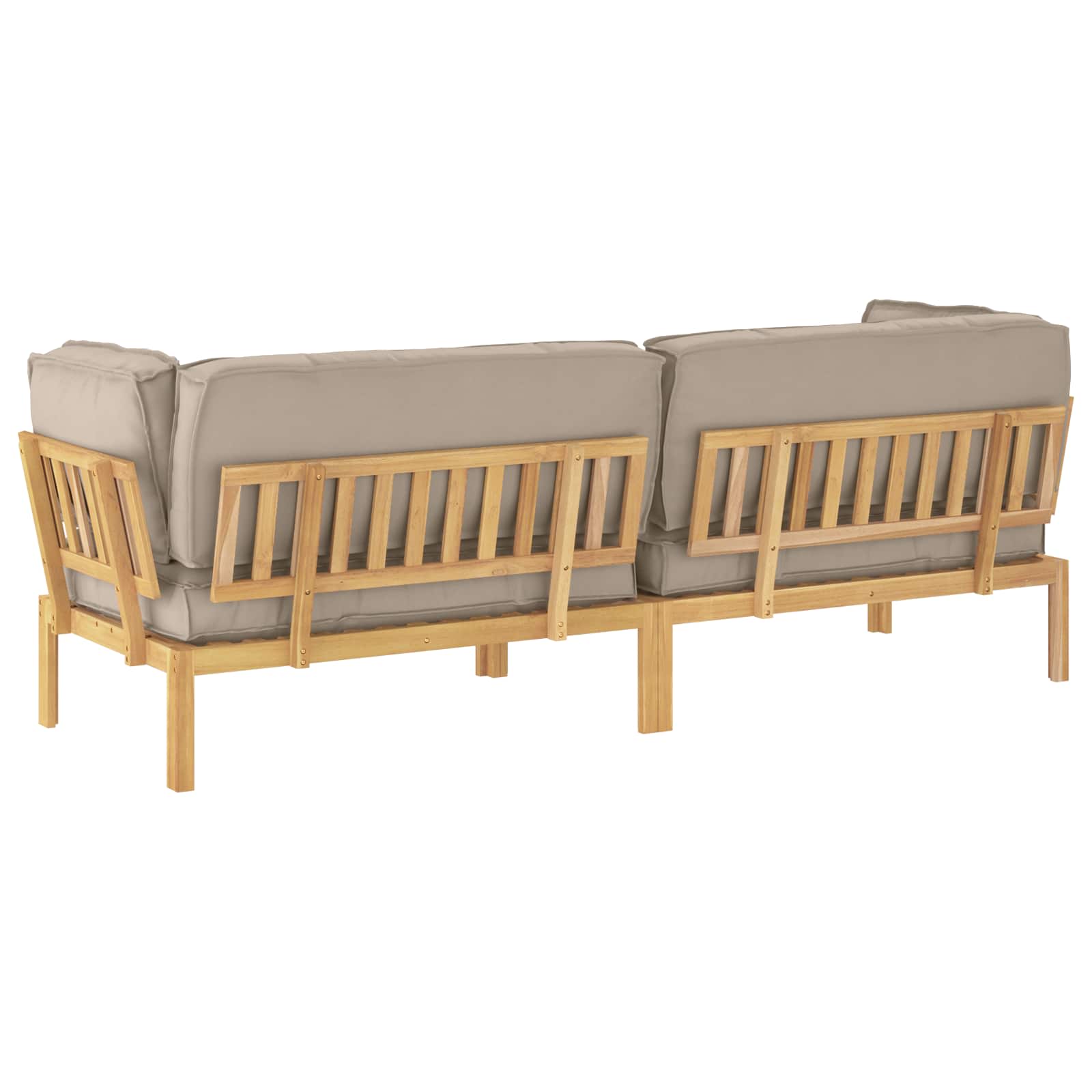 Bankstel met kussen Effen 2 pcs Taupe Massief Acaciahout image 10