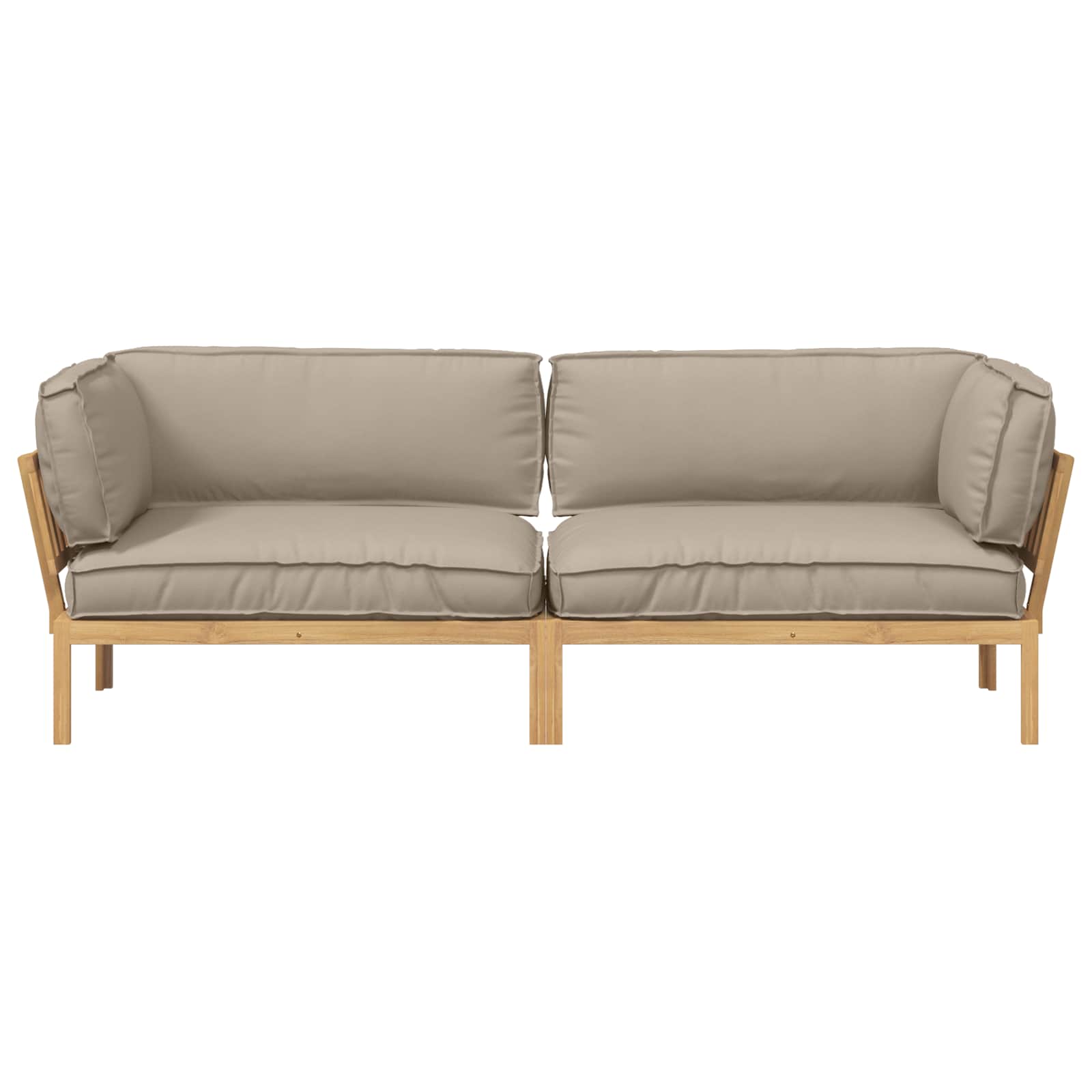 Bankstel met kussen Effen 2 pcs Taupe Massief Acaciahout image 8