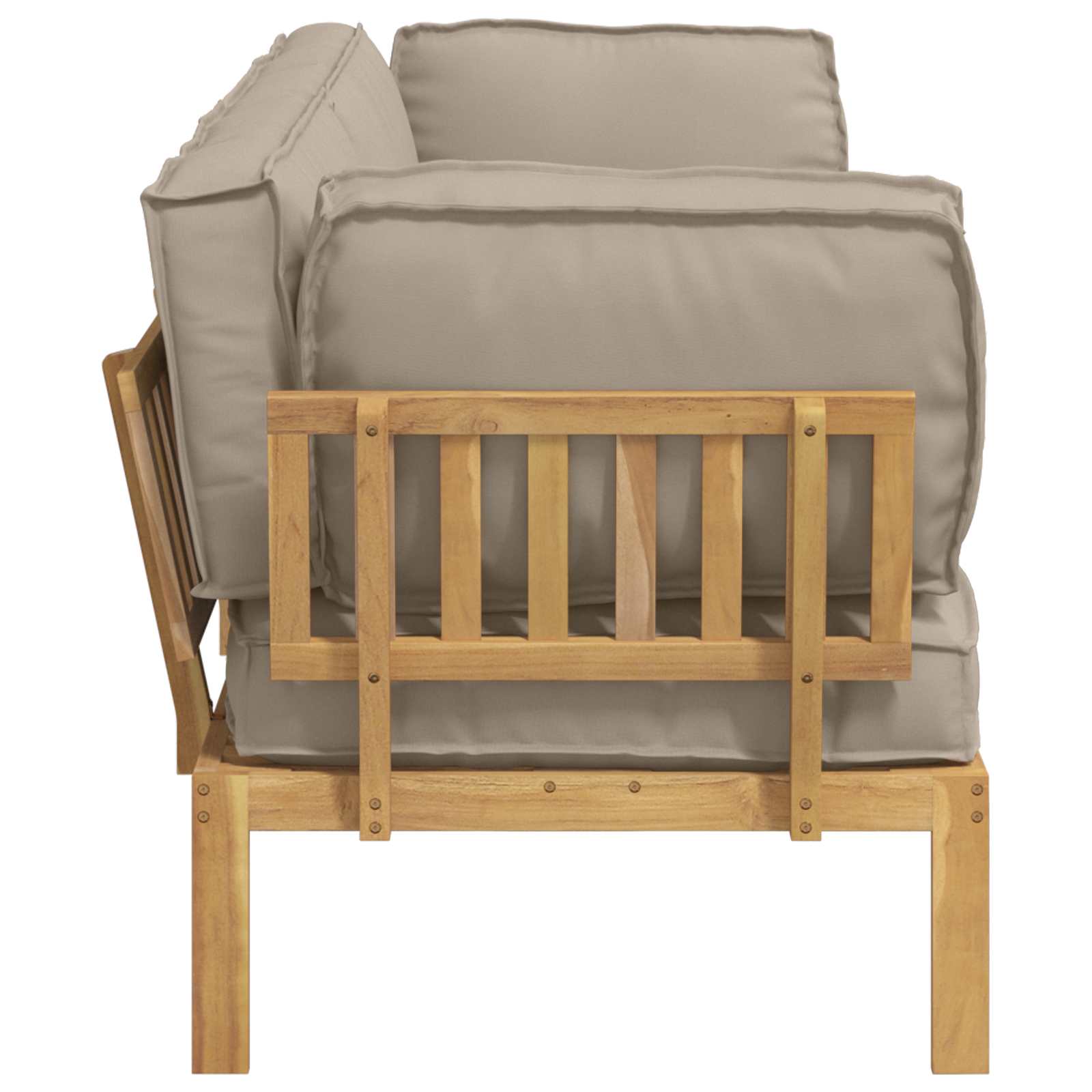 Bankstel met kussen Effen 2 pcs Taupe Massief Acaciahout image 9