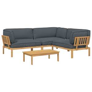 Set pohovek s polštářem 4 pcs Antracit Masivní akátové dřevo - obrázek 2