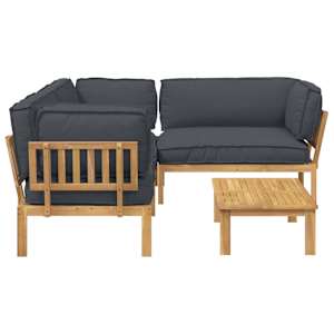 Set pohovek s polštářem 4 pcs Antracit Masivní akátové dřevo - obrázek 10