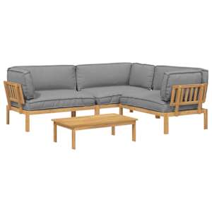 Set pohovek s polštářem 4 pcs Šedá Masivní akátové dřevo - obrázek 2