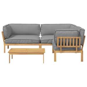 Set pohovek s polštářem 4 pcs Šedá Masivní akátové dřevo - obrázek 9