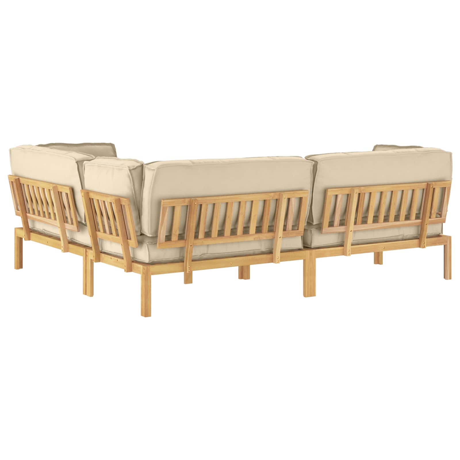 Bankstel met kussen Effen 4 pcs Beige Massief Acaciahout image 11