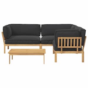 Set pohovek s polštářem 4 pcs Černá Masivní akátové dřevo - obrázek 9
