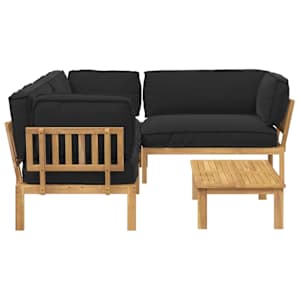 Set pohovek s polštářem 4 pcs Černá Masivní akátové dřevo - obrázek 10