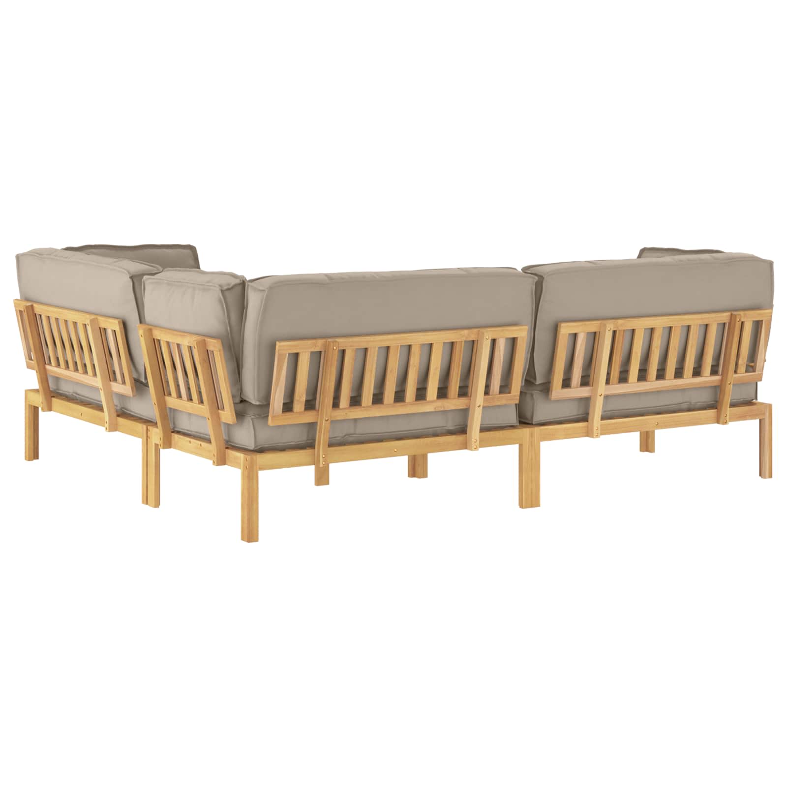 Bankstel met kussen Effen 4 pcs Taupe Massief Acaciahout image 11