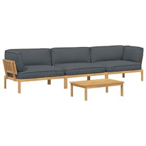 Set pohovek s polštářem 4 pcs Antracit Masivní akátové dřevo - obrázek 2