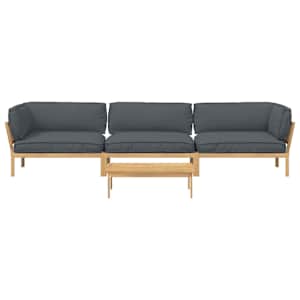Set pohovek s polštářem 4 pcs Antracit Masivní akátové dřevo - obrázek 10