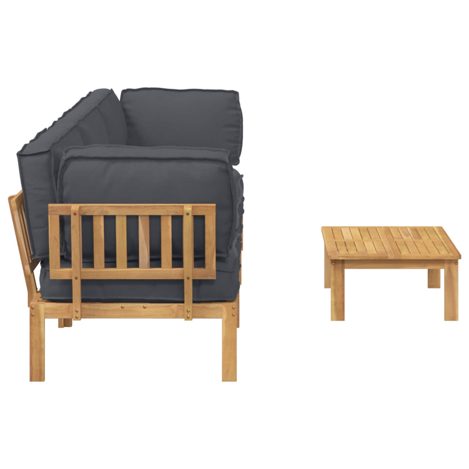 Bankstel met kussen Effen 4 pcs Antraciet Massief Acaciahout image 11