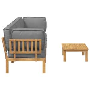 Set pohovek s polštářem 4 pcs Šedá Masivní akátové dřevo - obrázek 11