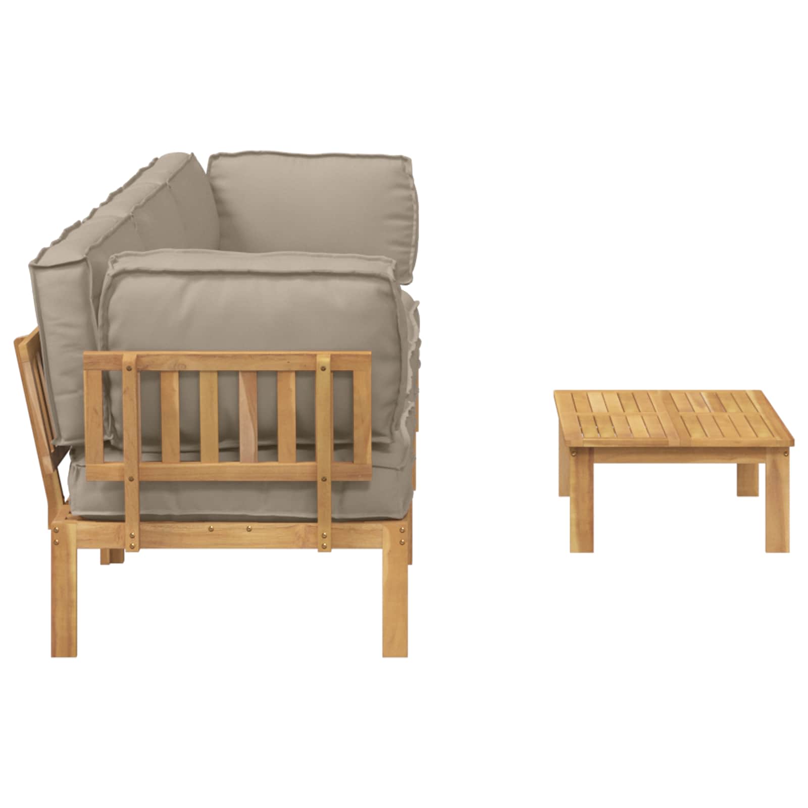 Bankstel met kussen Effen 4 pcs Taupe Massief Acaciahout image 11