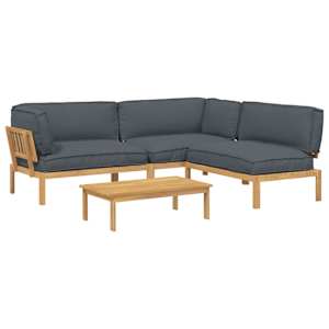 Set pohovek s polštářem 4 pcs Antracit Masivní akátové dřevo - obrázek 2