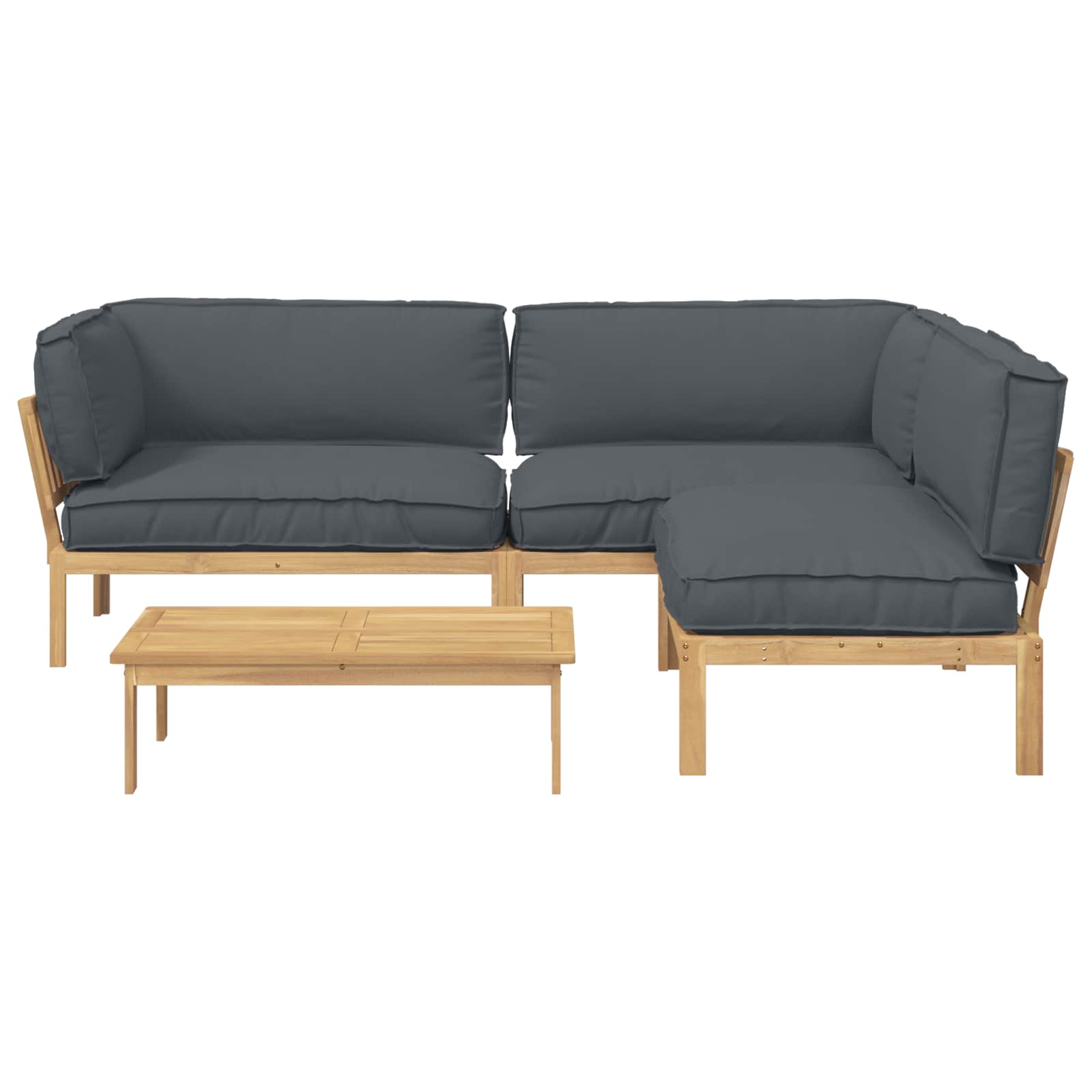 Bankstel met kussen Effen 4 pcs Antraciet Massief Acaciahout image 10