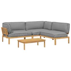 Set pohovek s polštářem 4 pcs Šedá Masivní akátové dřevo - obrázek 2