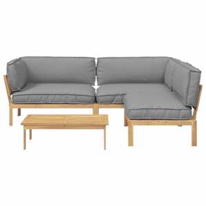 Set pohovek s polštářem 4 pcs Šedá Masivní akátové dřevo - obrázek 10