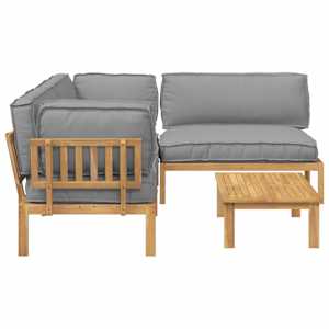 Set pohovek s polštářem 4 pcs Šedá Masivní akátové dřevo - obrázek 11