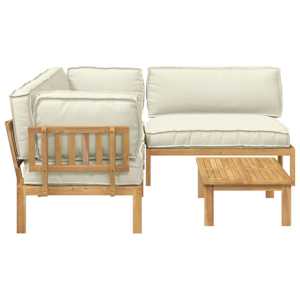 Set pohovek s polštářem 4 pcs Krémová Masivní akátové dřevo - obrázek 11
