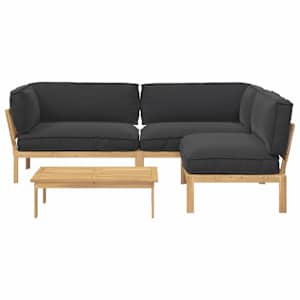 Set pohovek s polštářem 4 pcs Černá Masivní akátové dřevo - obrázek 10