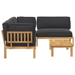 Set pohovek s polštářem 4 pcs Černá Masivní akátové dřevo - obrázek 11