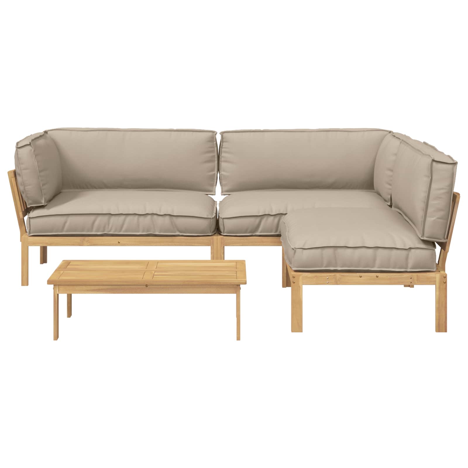 Bankstel met kussen Effen 4 pcs Taupe Massief Acaciahout image 10