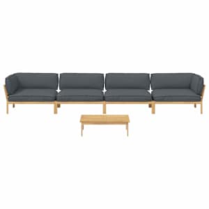 Set pohovek s polštářem 5 pcs Antracit Masivní akátové dřevo - obrázek 10
