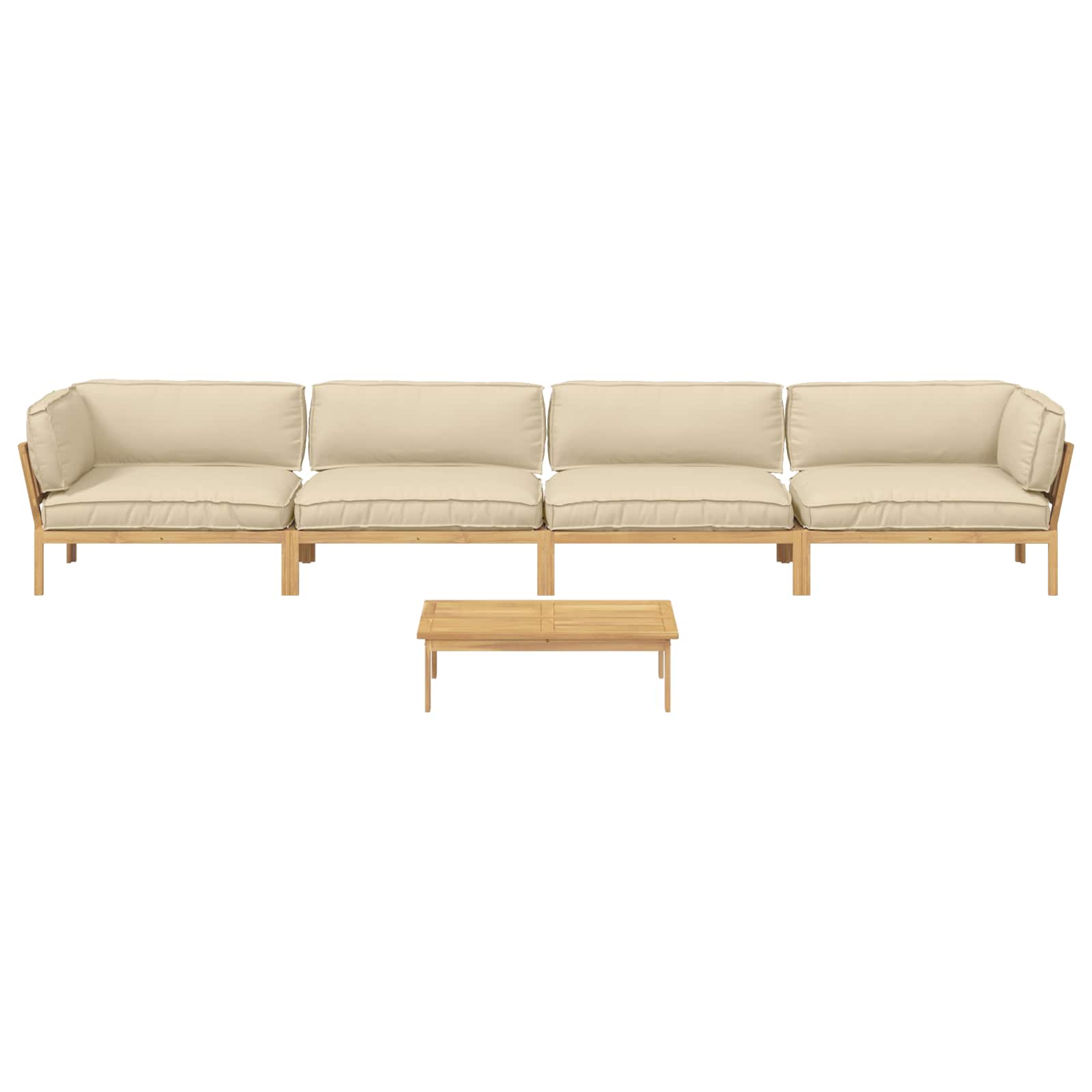 Bankstel met kussen Effen 5 pcs Beige Massief Acaciahout image 10