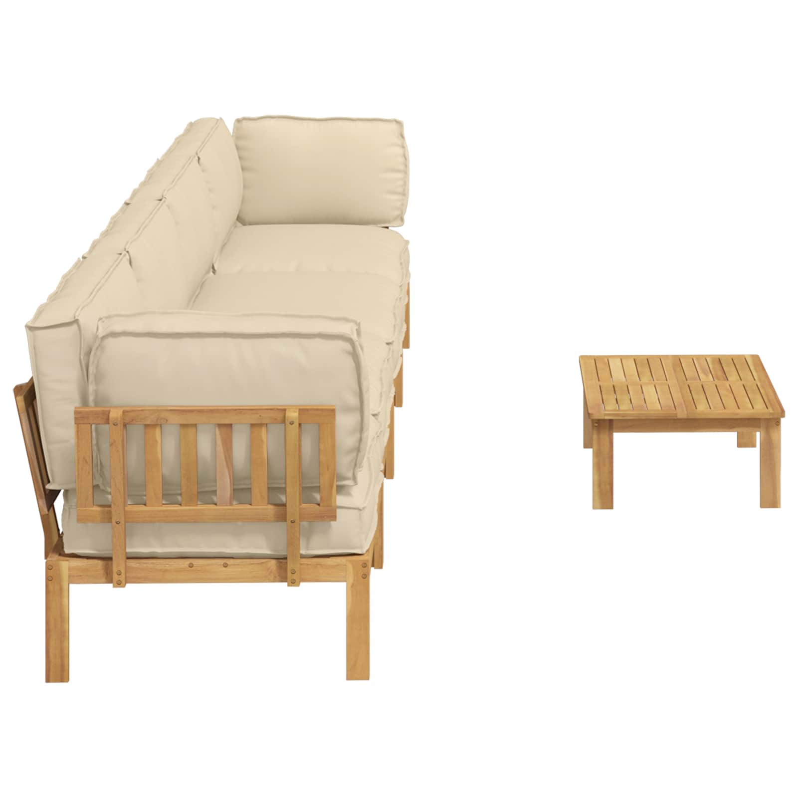 Bankstel met kussen Effen 5 pcs Beige Massief Acaciahout image 11