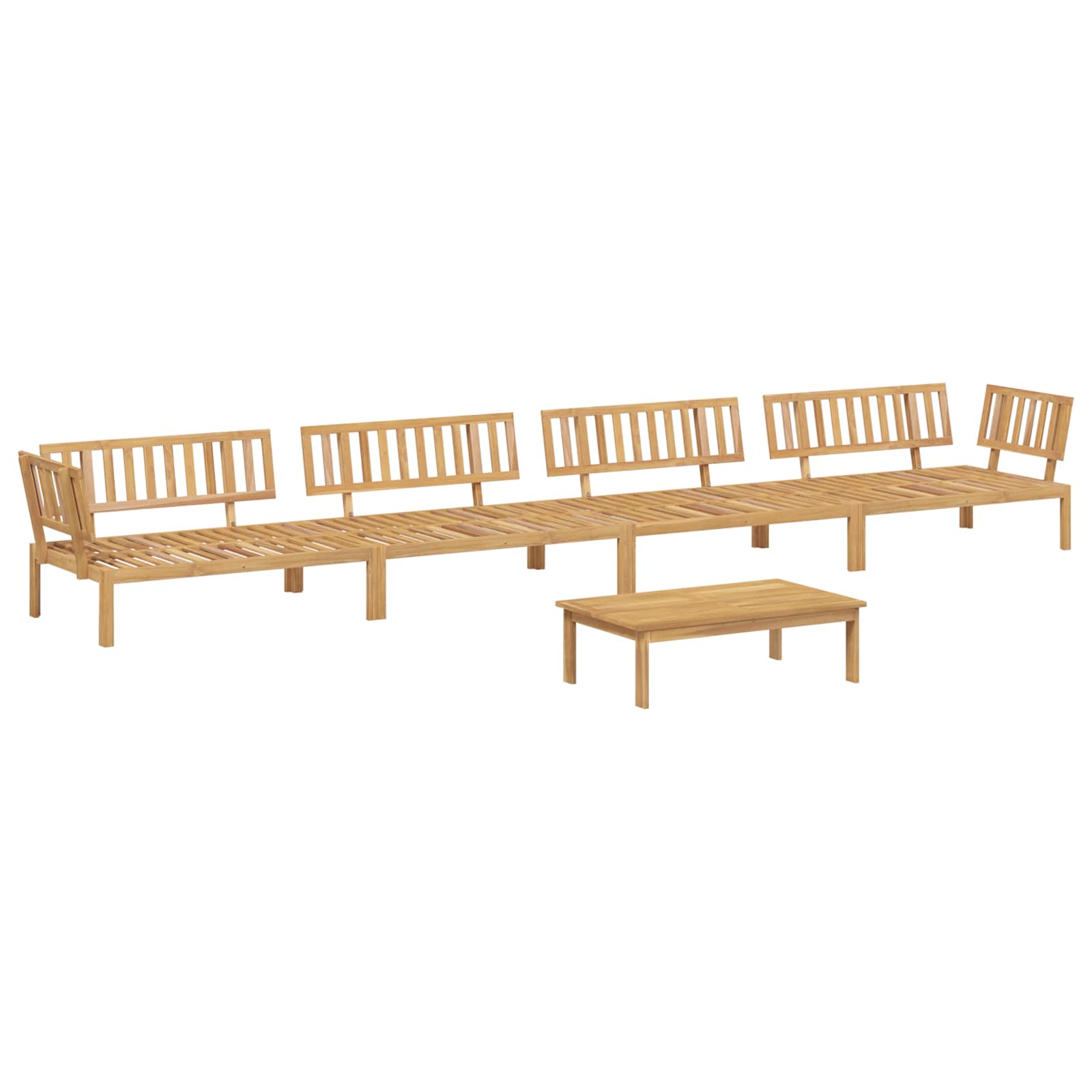 Bankstel met kussen Effen 5 pcs Taupe Massief Acaciahout image 3