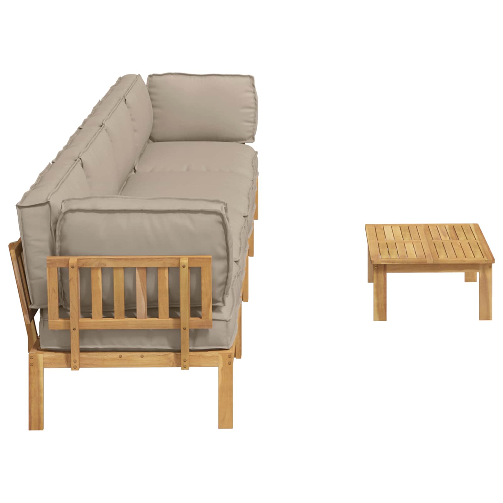 Bankstel met kussen Effen 5 pcs Taupe Massief Acaciahout image 11