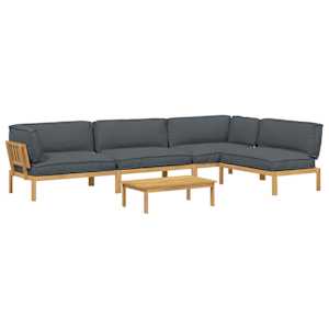 Set pohovek s polštářem 5 pcs Antracit Masivní akátové dřevo - obrázek 2