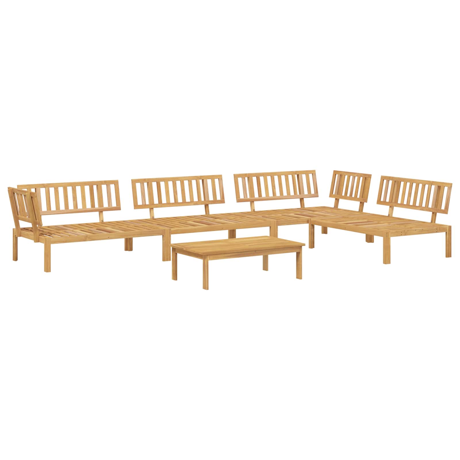 Bankstel met kussen Effen 5 pcs Beige Massief Acaciahout image 3