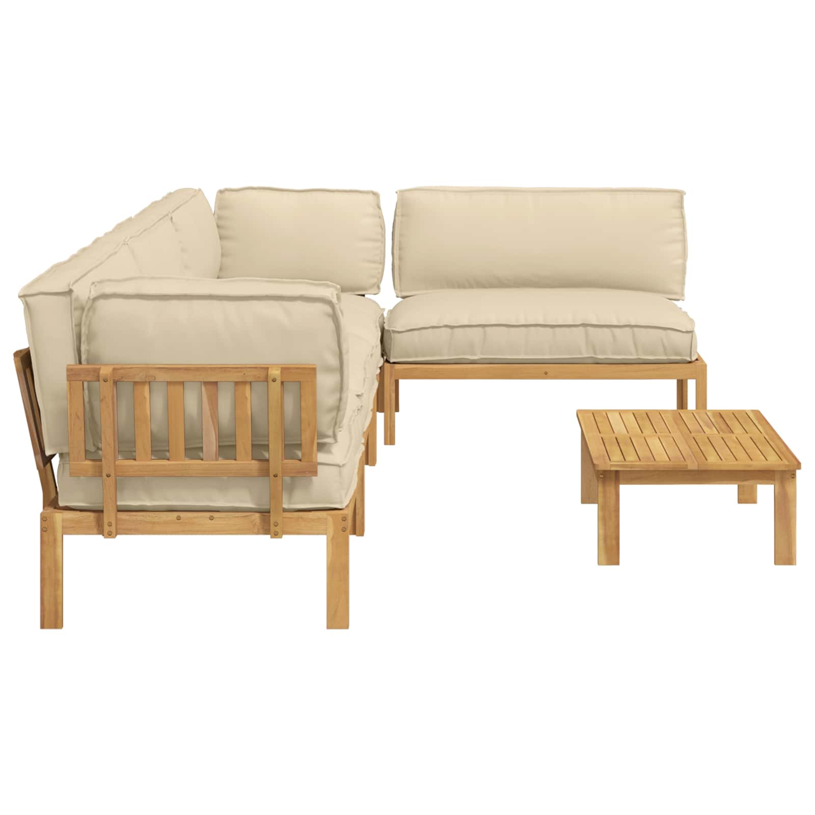 Bankstel met kussen Effen 5 pcs Beige Massief Acaciahout image 11