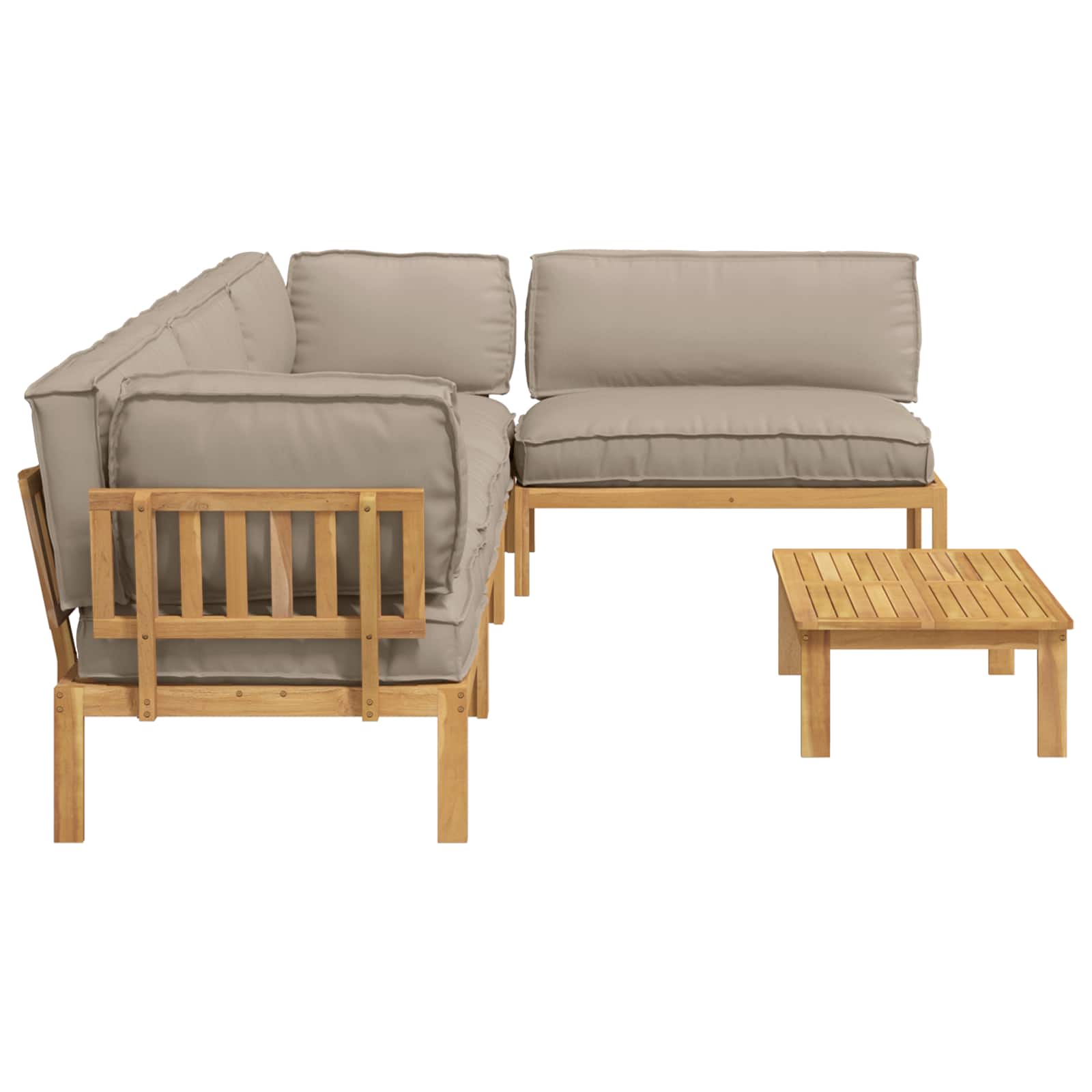 Bankstel met kussen Effen 5 pcs Taupe Massief Acaciahout image 11