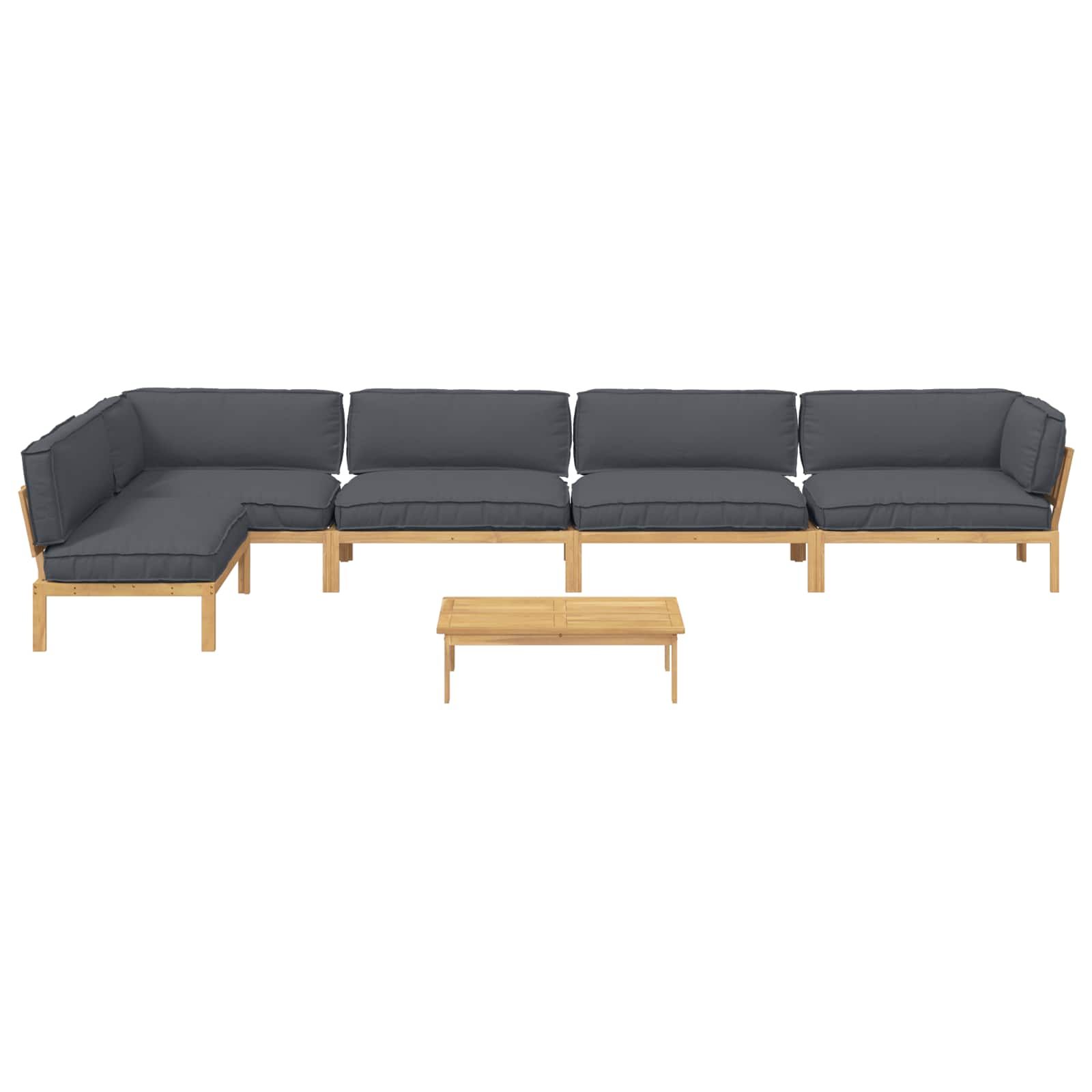 Bankstel met kussen Effen 6 pcs Antraciet Massief Acaciahout image 10