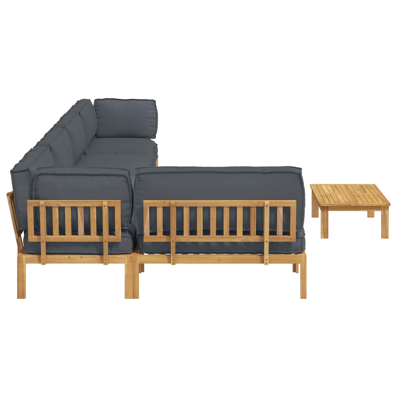 Bankstel met kussen Effen 6 pcs Antraciet Massief Acaciahout image 11