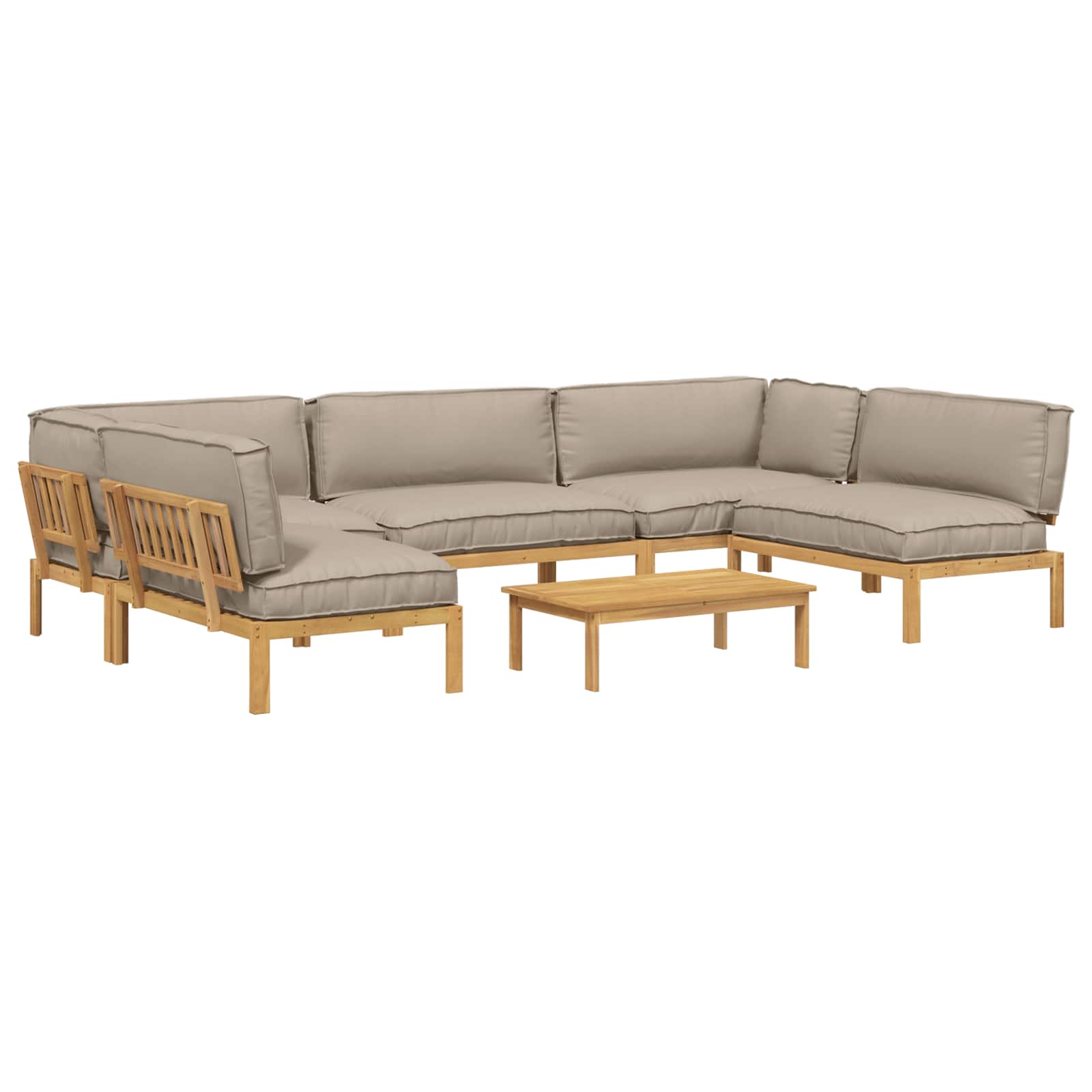 Kavčna garnitura z blazino 6 pcs Taupe Masiven les akacije
