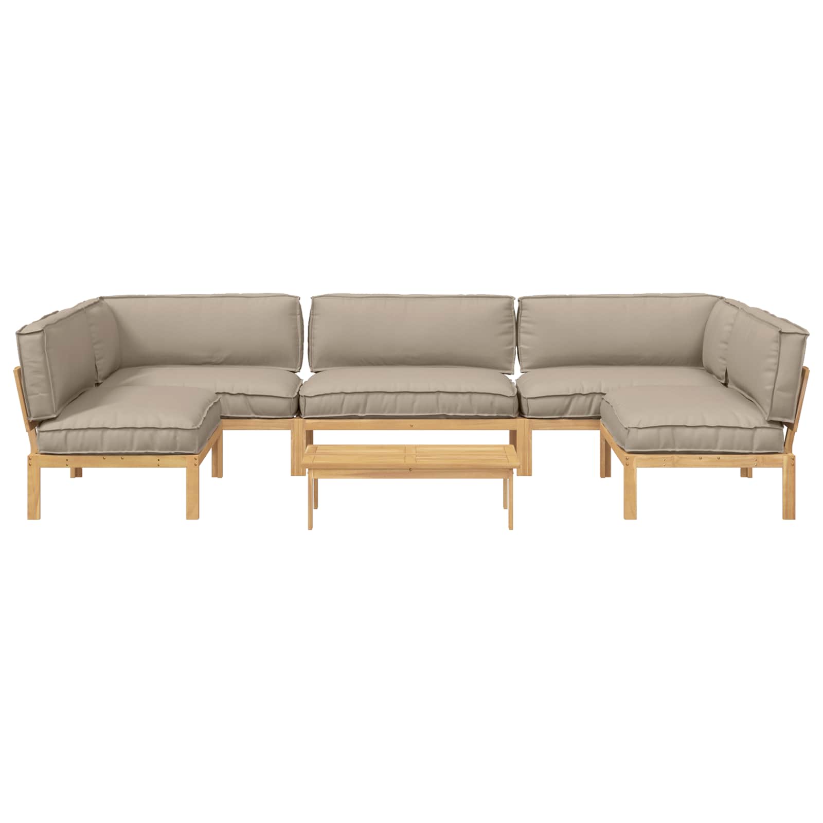 Kavčna garnitura z blazino 6 pcs Taupe Masiven les akacije