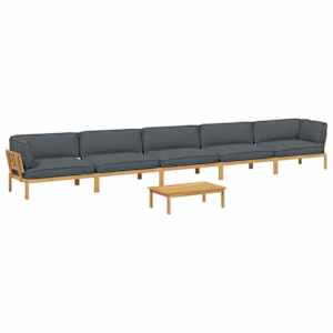 Set pohovek s polštářem 6 pcs Antracit Masivní akátové dřevo - obrázek 2