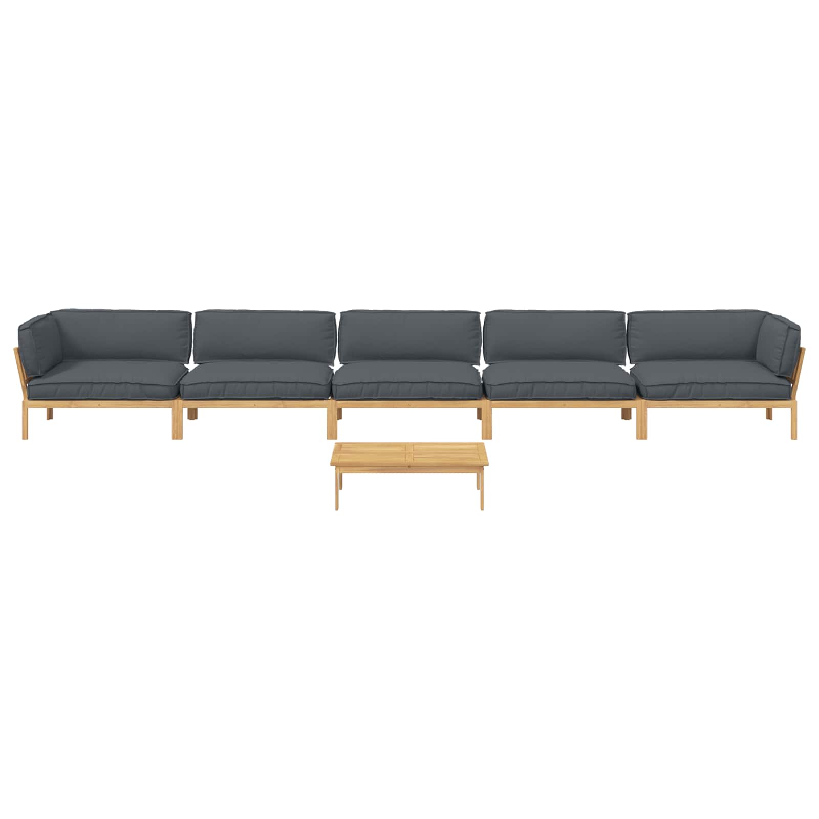 Bankstel met kussen Effen 6 pcs Antraciet Massief Acaciahout image 10