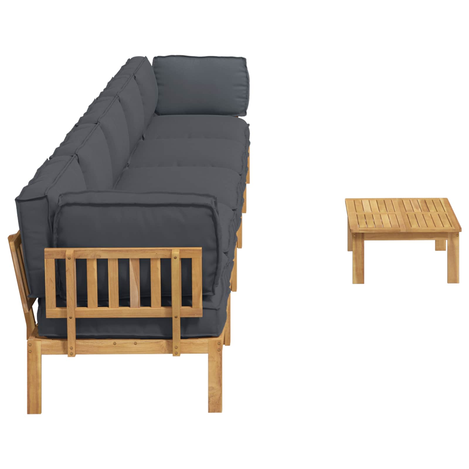 Bankstel met kussen Effen 6 pcs Antraciet Massief Acaciahout image 11