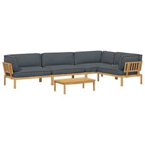 Set pohovek s polštářem 5 pcs Antracit Masivní akátové dřevo - obrázek 2