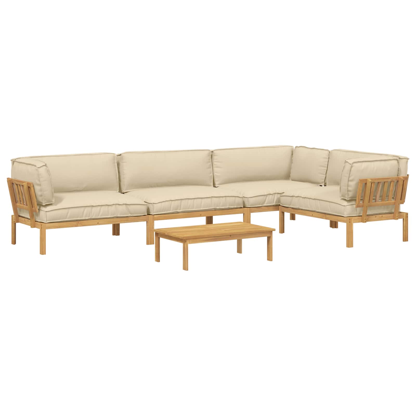 Bankstel met kussen 5 pcs Beige, Lichtbruin Massief Acaciahout image 2