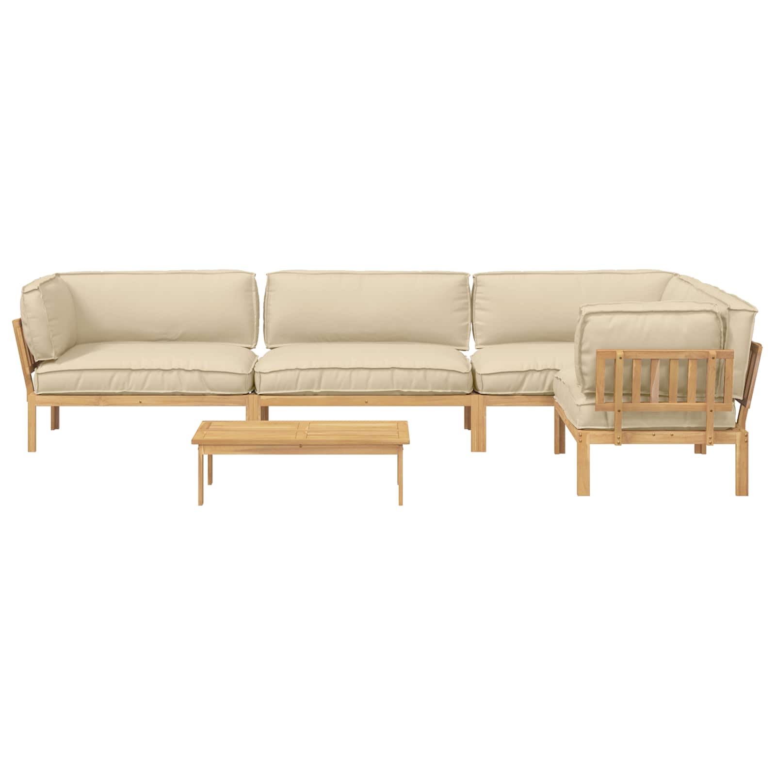 Bankstel met kussen 5 pcs Beige, Lichtbruin Massief Acaciahout image 10