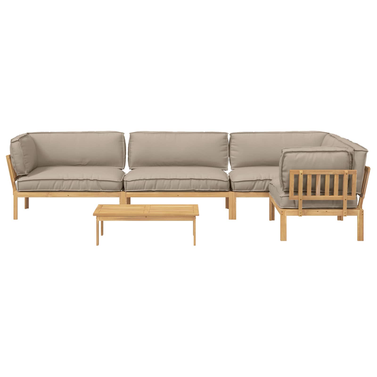 Kavčna garnitura z blazino 5 pcs Taupe Masiven les akacije