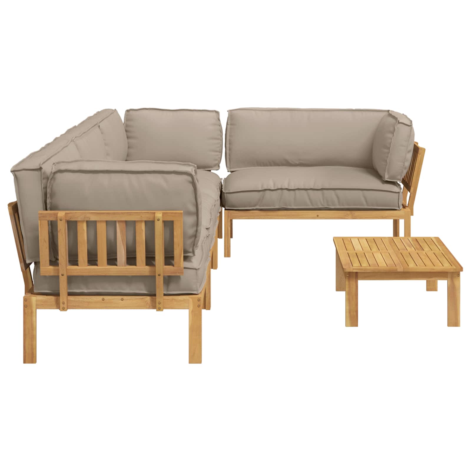 Kavčna garnitura z blazino 5 pcs Taupe Masiven les akacije