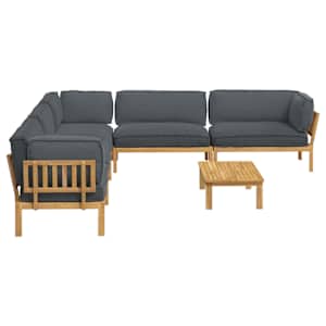 Set pohovek s polštářem 6 pcs Antracit Masivní akátové dřevo - obrázek 11